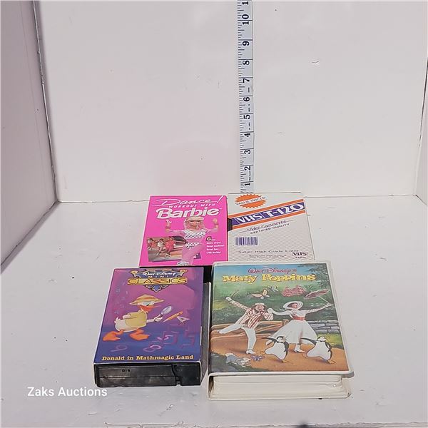 1 Beta Max & 3 VHS, Barbie & Walt Disney