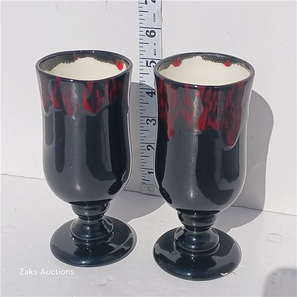 Two Vintage Red Drip Cups