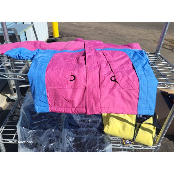 Girls Medium (new) OPick Jacket, XS Yellow Fleece Vest, New Black Plastic Jacket