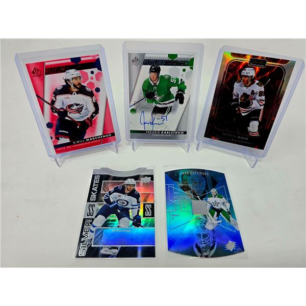 Lot of 5 Modern NHL Cards incl. Karlstrom Auto & Kane Red Surge