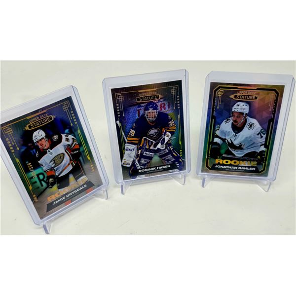 Trio of Upper Deck Stature Hockey Cards â€“ Hasek, Drysdale, Dahlen