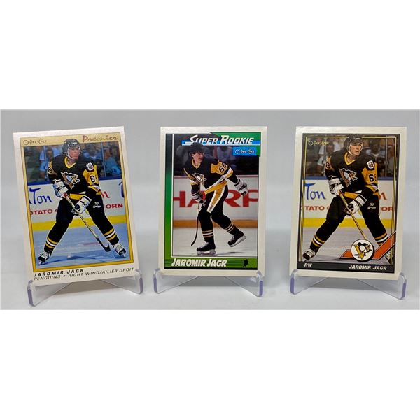 Jaromir Jagr Rookie Card Trio â€“ 1990 O-Pee-Chee Premier, Base & Super Rookie