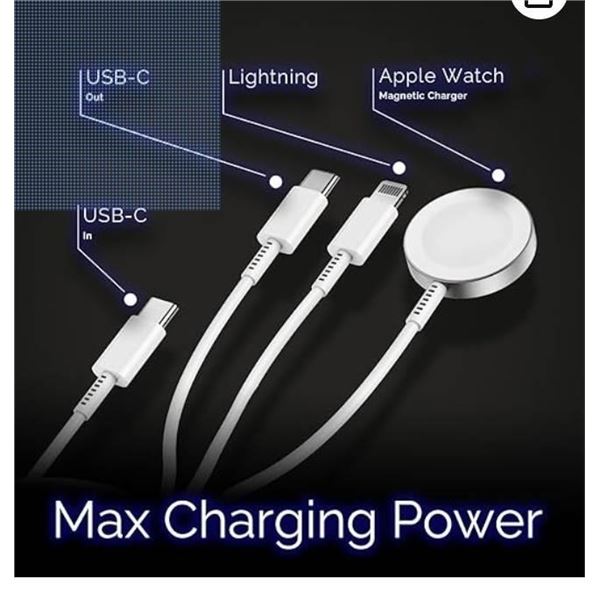 Ox Power USB C Multi Charging Cable Ultra-Fast 89.5W 3 in 1 Charger & Data Cable. MFi Certified USB 