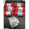 Image 1 : Lot of 6 Bernat Handicrafter Yarn Skeins with Crochet Yarn Holder