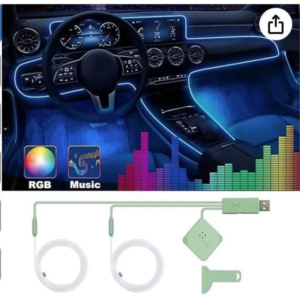 Cold Light Atmosphere Lamp Car Ambient Lighting System, 2 PCS LED Lights