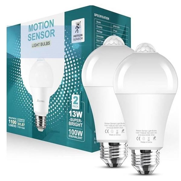 Aovpex Motion Sensor Light Bulbs, Dusk to Dawn, 13W 100W Equivalent, Movement Activated Security LED