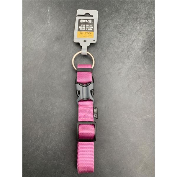 Zeus Nylon Dog Collar, XL, 1″ x 16″ to 26″ Adjustable. – Pink