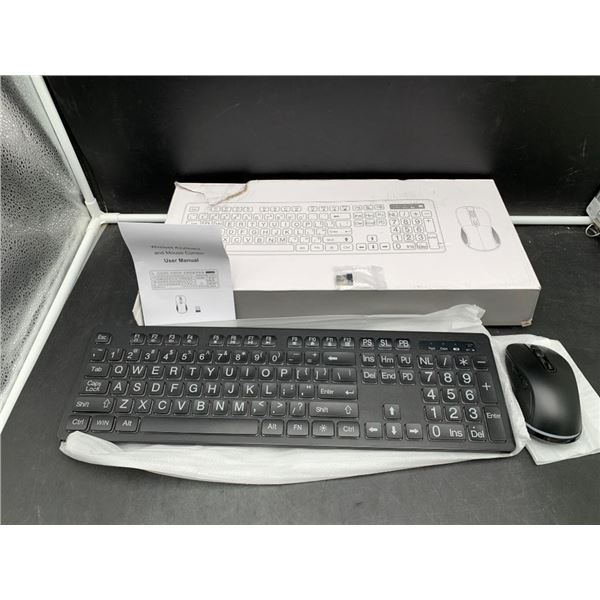 Wireless Keyboard and Mouse Set with Large Print Keys