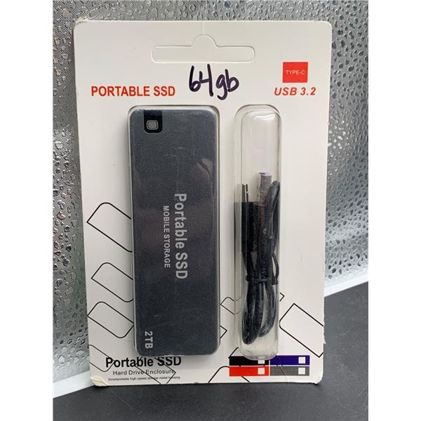 64GB Portable SSD, External Hard Drive J7-A, USB 3.2 Interface