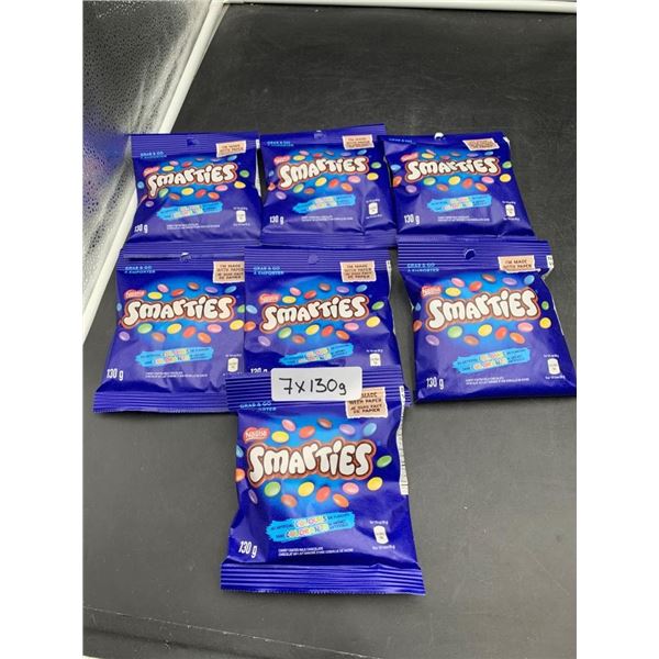 Lot of 7 Nestle Smarties Candy Coated Milk Chocolate 7x130g