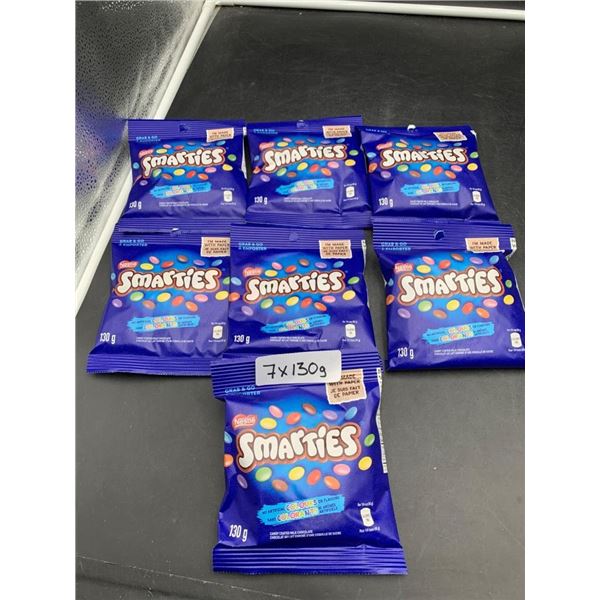 Lot of 7 Nestle Smarties Candy Coated Milk Chocolate 7x130g