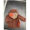 Image 3 : Brown Infant Jacket With Magnetic Closure and Striped Lining
