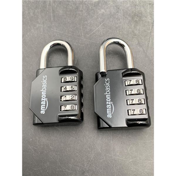 Amazon Basics 4-Digit Combination Padlocks, Black, Set of 2