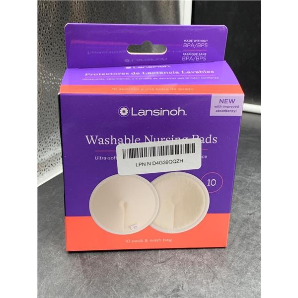 Lansinoh Washable Nursing Pads with Improved Absorbency – 10 Count