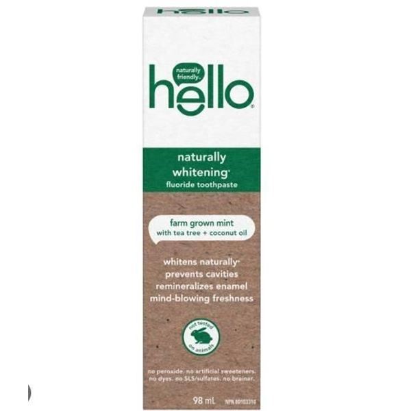 Hello Naturally Whitening Fluoride Toothpaste With Coconut Oil, 98 mL