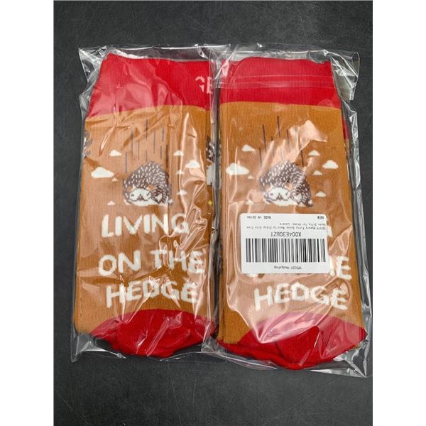 YEXIPO Funny Socks Featuring Hedgehog Design with Red and Brown Colors Lot of 2