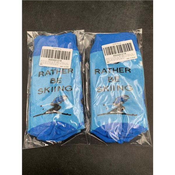 YEXIPO Socks for Outdoor Activities with ‘Rather Be Skiing’ Design Lot of 2