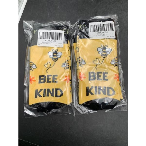 YEXIPO Bee-Themed Socks in Yellow and Black Lot of 2