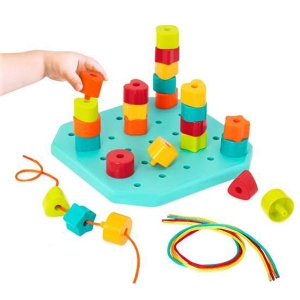 Battat Count & Match Pegboard With Colorful Shapes And Laces