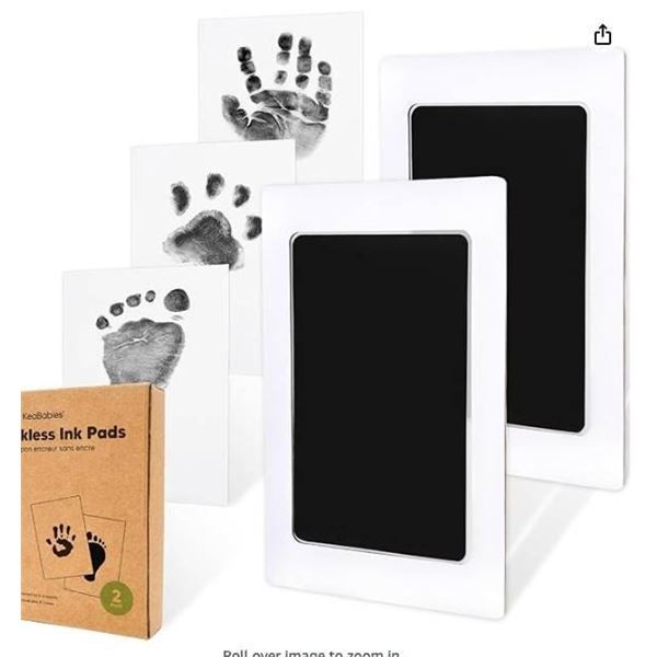 KeaBabies Inkless Ink Pad 2-Pack Large for Baby Handprints and Footprints