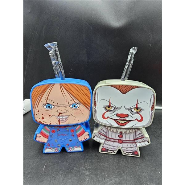 Chucky And Pennywise Plastic Tumbler Cups with Straws