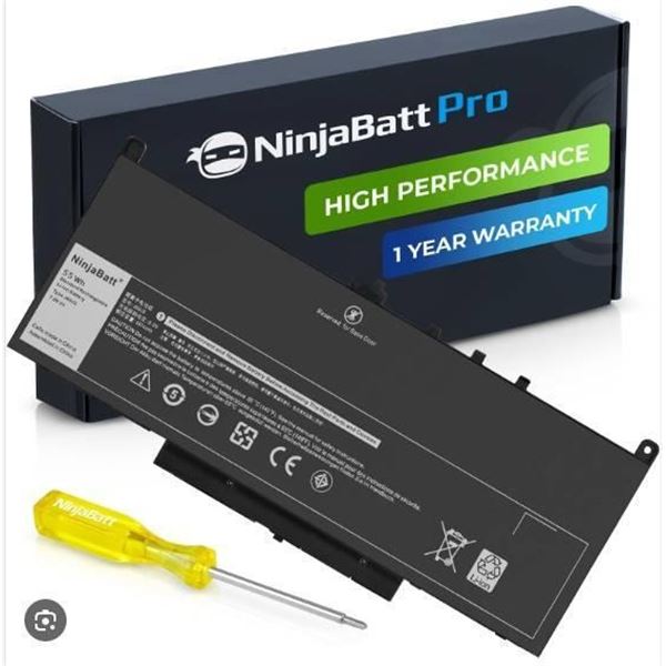 NinjaBatt Pro 55Wh Battery Type J60J5 Li-Ion, 7.6V