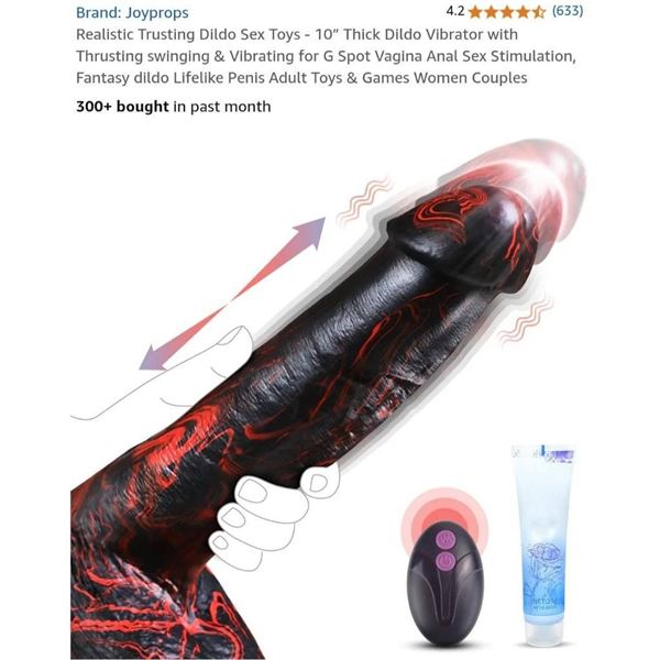 Joyprops Vibrating Dildo With Remote and Multiple Functions, 10-Inch