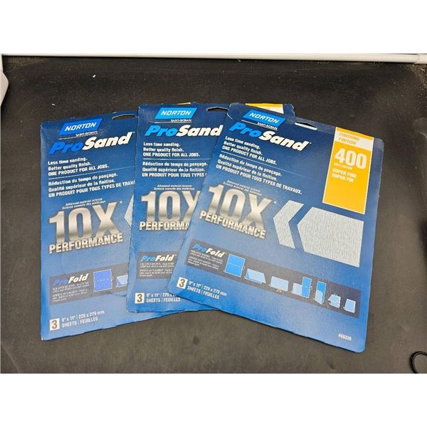 Norton ProSand Sanding Sheets P400 Grit Super Fine, 3x3sheet packs
