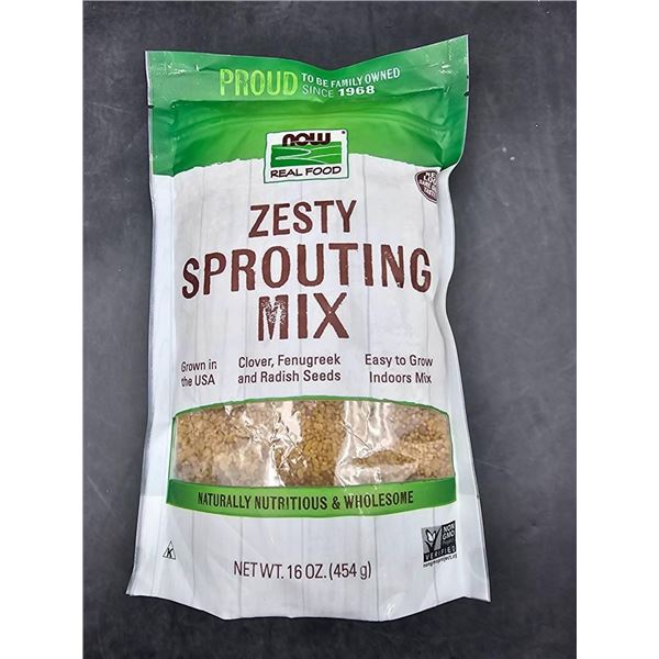 NOW Real Food Zesty Sprouting Mix, 16 oz, Clover, Fenugreek, Radish Seeds
