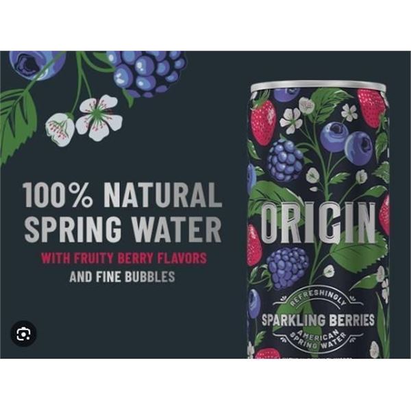 Origin Organic Triple Berry Sparkling Water, 6x355mL Cans
