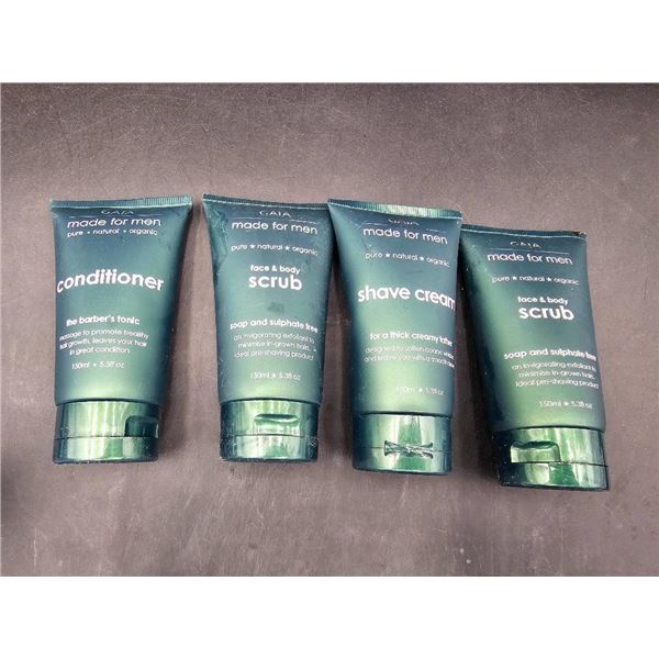 Set of 4 Gaia Made for Men Shower Kit – Conditioner, Scrub, and Shave Cream