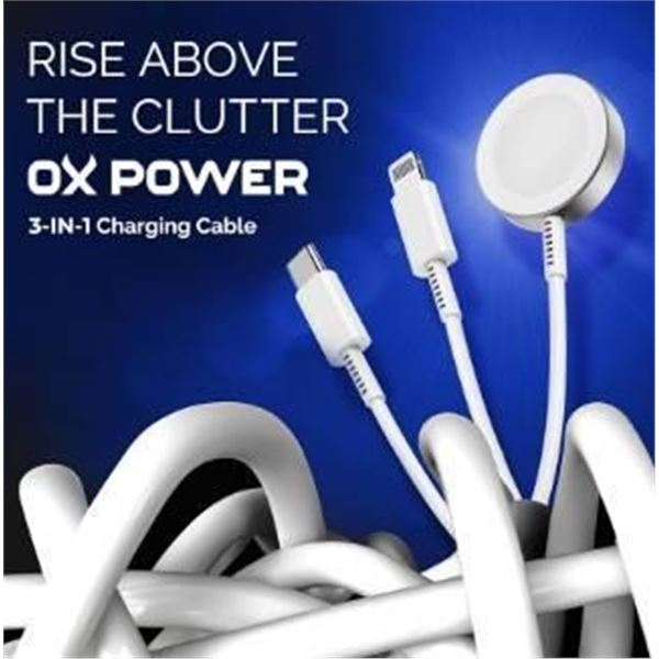 Ox Power 3-In-1 Cable, 6 Ft, With Smart Chip