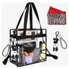 Image 1 : Ladiz 2 Layer Clear Tote Bag With Adjustable Strap, Zipper Closure, And Accessories – Missi