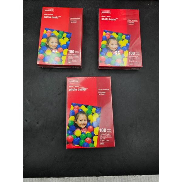 Staples Photo Basic Gloss 4 x 6 in 210 GSM Paper, 3×100 Sheets