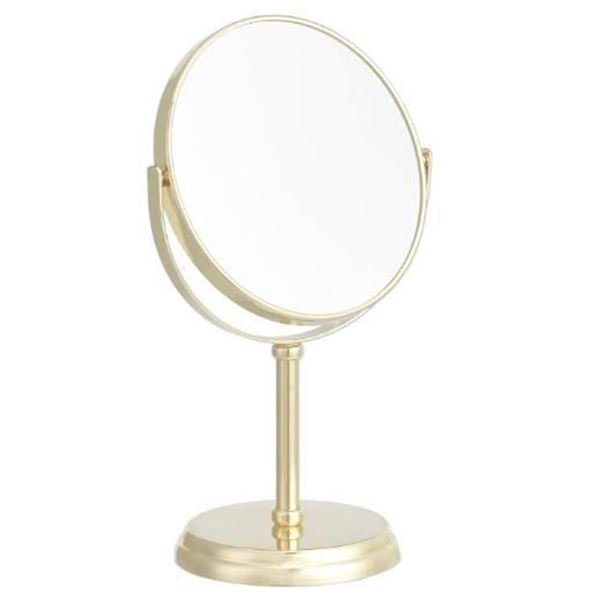 Amazon Basics 1X/5X Magnification Vanity Mirror, Gold Finish
