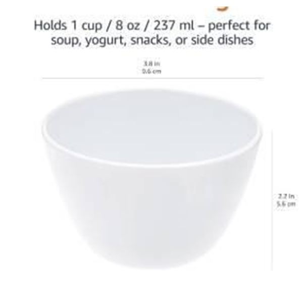Amazon Basics White Melamine Bowl – 6 Piece Set