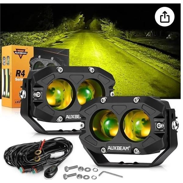 Auxbeam R4 Series LED Pod Lights, 4 Inch, Amber/White Light