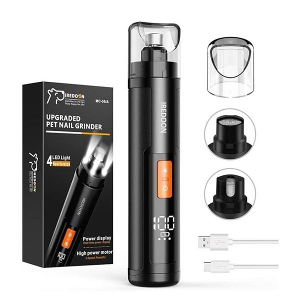 IREDOON Dog Nail Grinder Upgraded – Professional 3-Speed Super Quiet and Low Vibration Elec