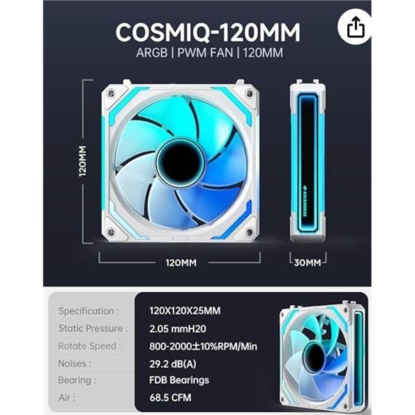 AsiaHorse COSMIQ 120mm CPU Cooling Fans