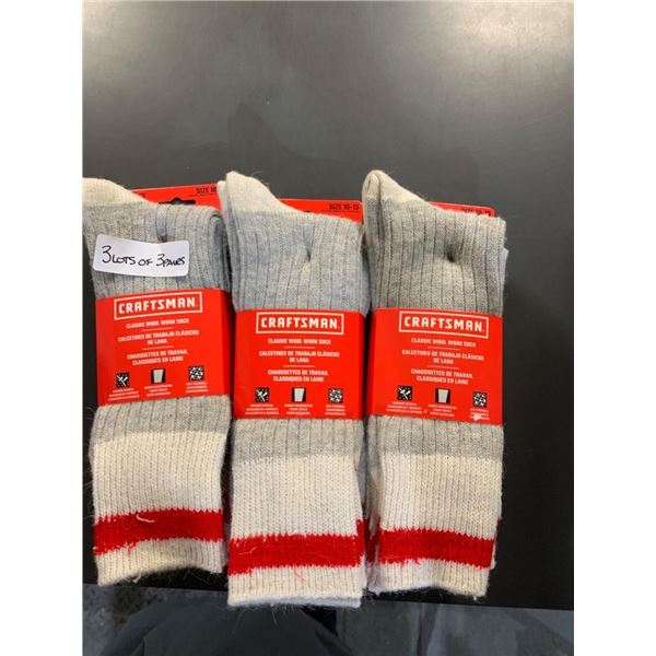 Men’s Craftsman Classic Wool Work Socks Size 10-13,  3 Pack x’s 3