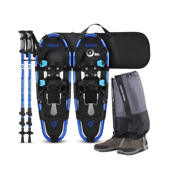 Odoland 25 Inch Snowshoes with Trekking Poles for Men Women Youth, Waterproof Snow Leg Gaiters and C