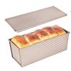 Image 1 : Bakeley Commercial Pullman Loaf Pan with Lid, Non-Stick Rectangle Corrugated Carbon Steel Bread Toas