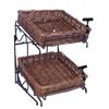 Image 1 : Mobile Merchandisers 2-Tier Brown Square Willow Basket Counter Display – 14 3/4″W 