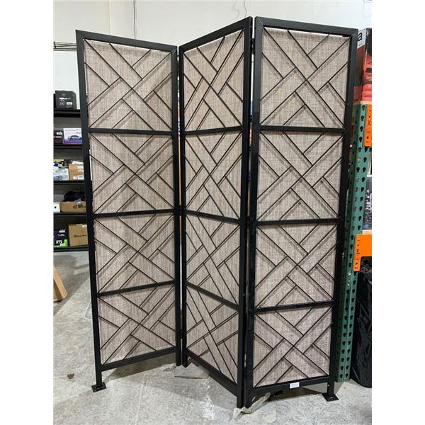 6-Foot Folding Room 3 Divider With Metal Frame and Fabric Panels
