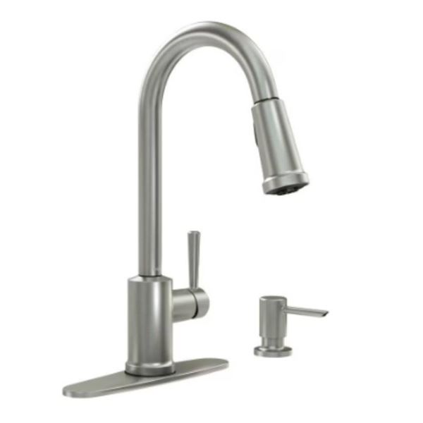 MOEN Indi Pull Down Kitchen Faucet/Tap with Soap Dispenser in Spot Resistant Stainless Steel