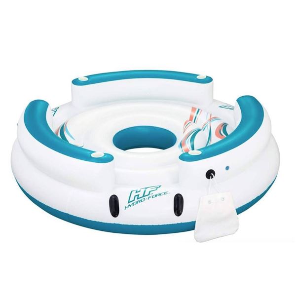 HydroForce™ Lazy Dayz Inflatable Floating River/Lake 6-Person Party Island w/Cupholders and