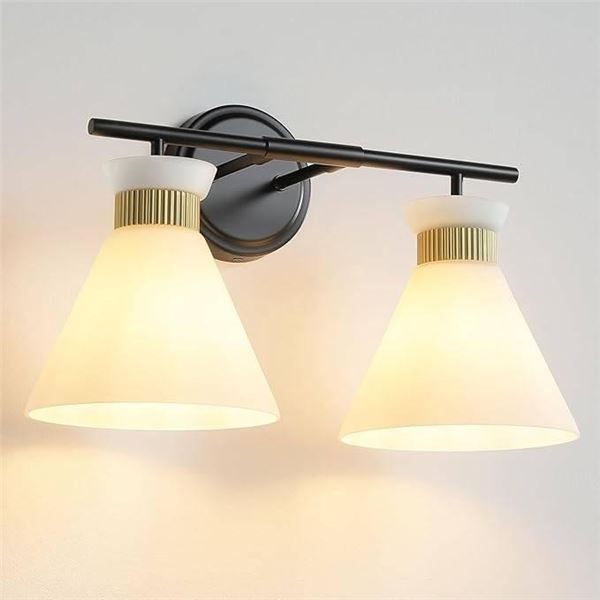 Woshitu 2 Light Vanity Fixture Black / Gold