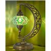 Image 1 : mozaist Turkish Mosaic Moon Shape Table Lamp, Moroccan Crescent Vintage Handmade Desk Light, Authent