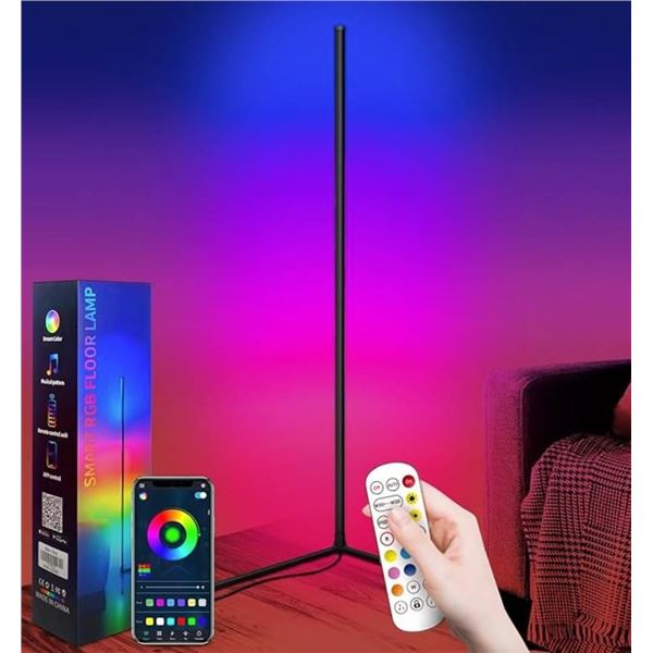 Corner Floor Lamp,64″ RGB LED Floor Lamp with 16 Million Colors,DIY Lighting Mode,Music Syn