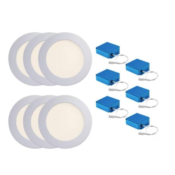 SPEX Lighting by Liteline 6-Inch Selectable Cct5 Integrated Led White Trim Slim Recessed Fixture 6-P